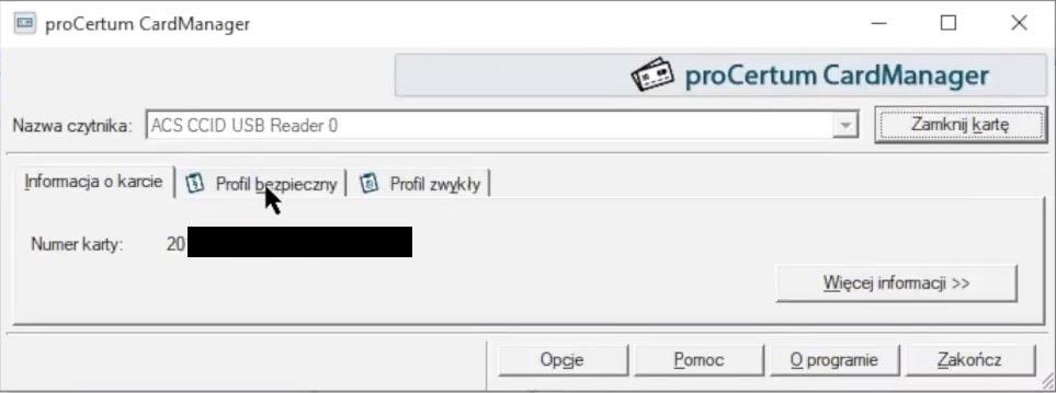 Zakładka Profil bezpieczny