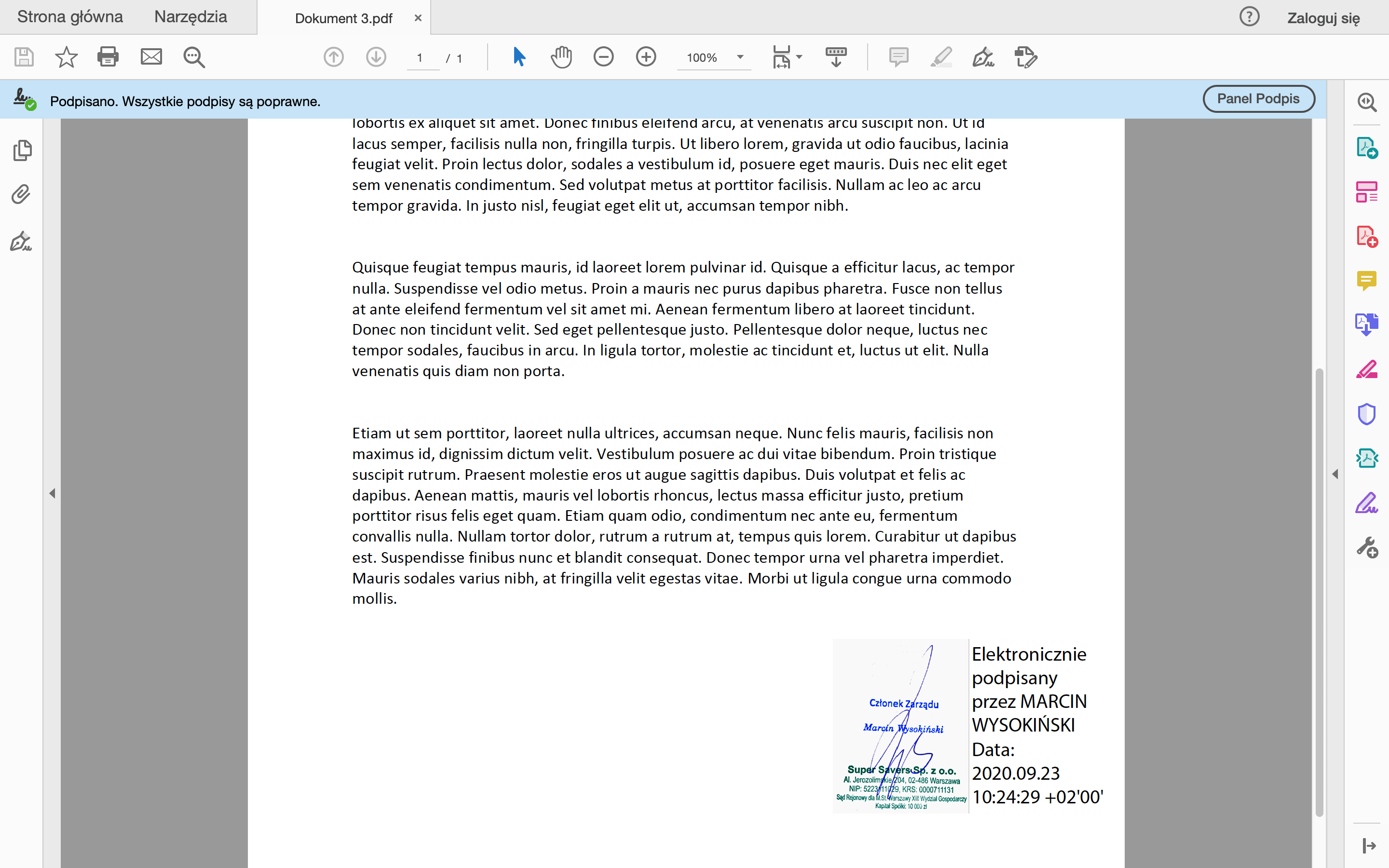 Dokument PDF podpisany elektronicznym podpisem kwalifikowanym