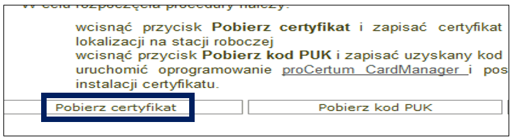 Pobieranie certyfikatu