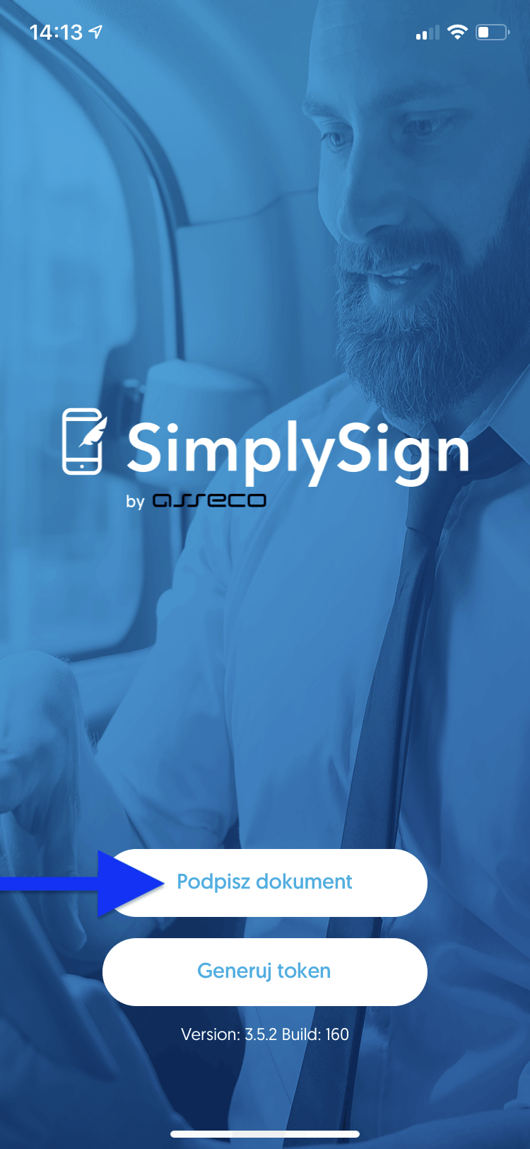 Ekran startowy aplikacji SimplySign