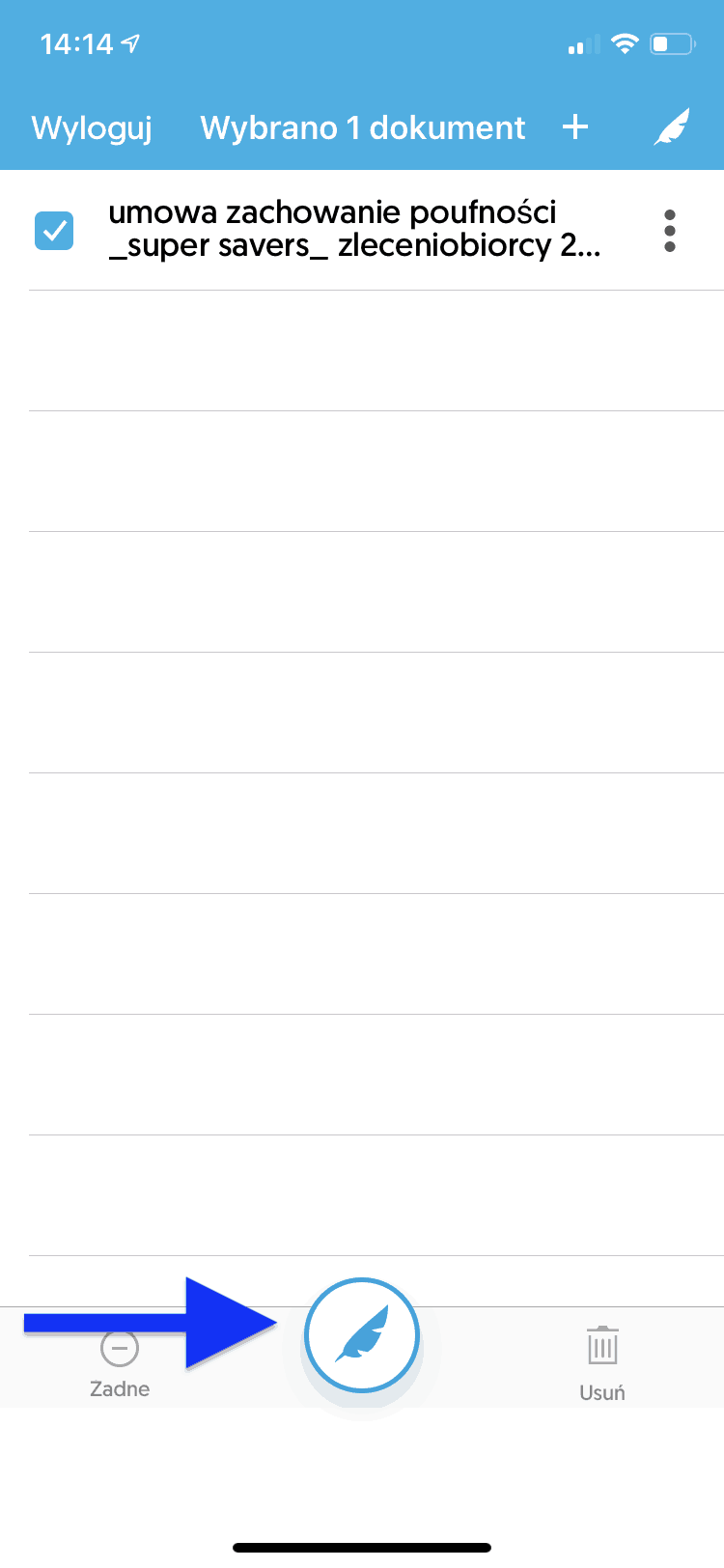 Przycisk podpisywania w SimplySign