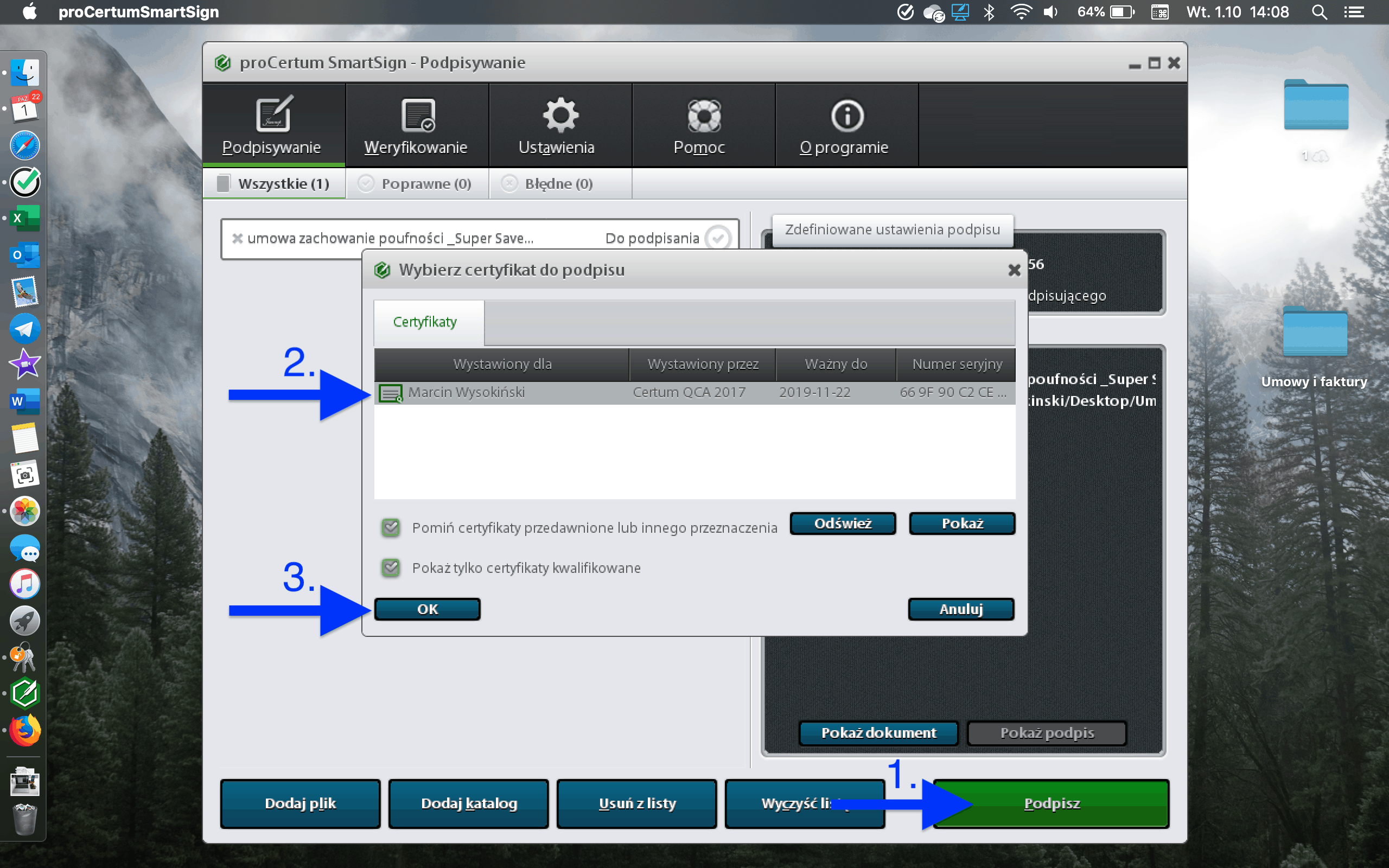 Wybór podpisu w SmartSign